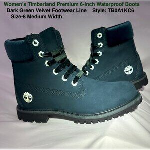 Women's Timberland Premium 6-inch Waterproof Boots | Size 8 | Dark Green Velvet